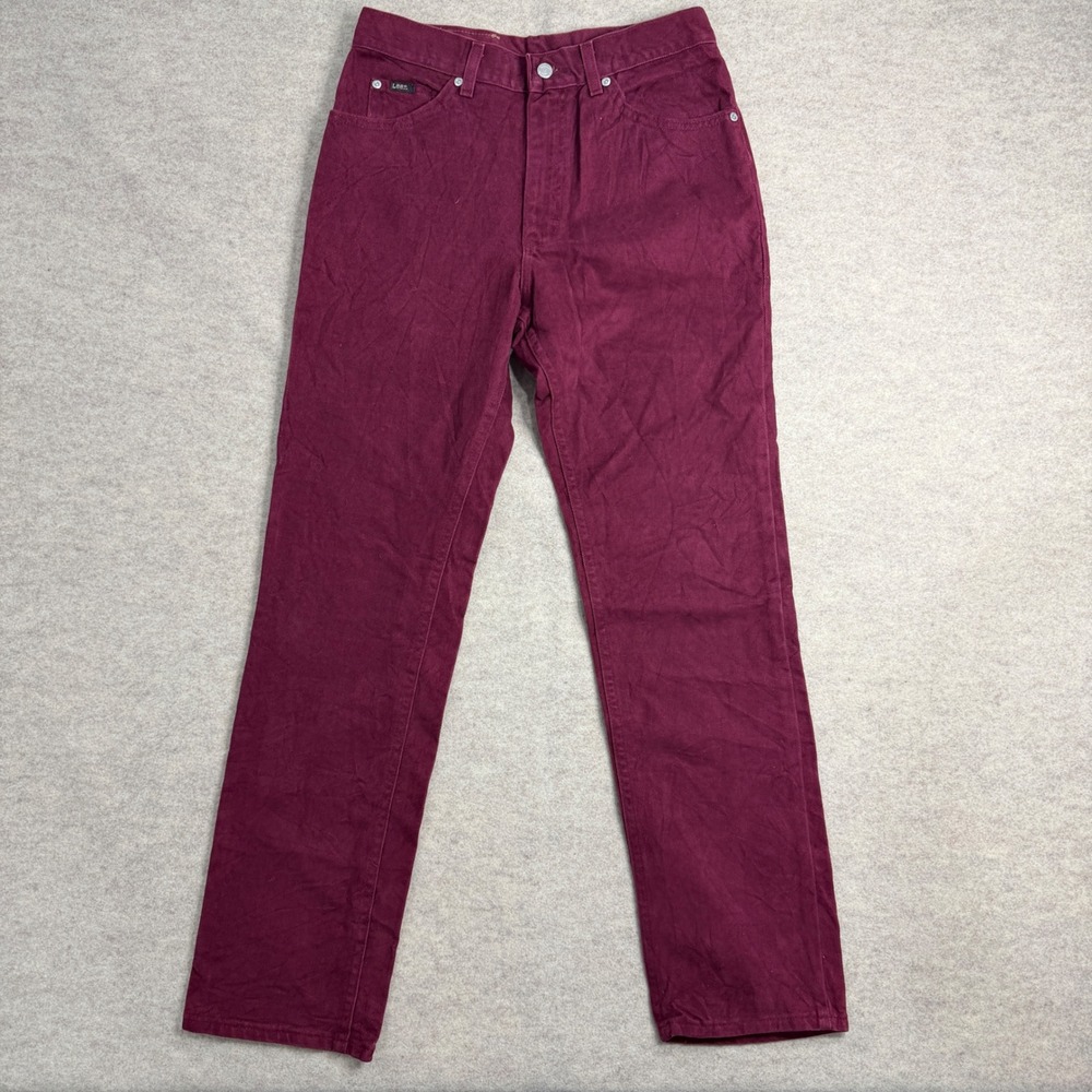 Lee Vintage Mens Straight Leg Jeans Burgundy Maroon 100% Cotton USA 32x32